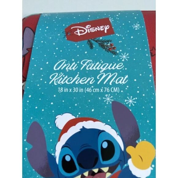 Disney Stitch Anti Fatigue Kitchen Mat 18 X 30” Christmas Tree Santa Hat NEW - Picture 6 of 14